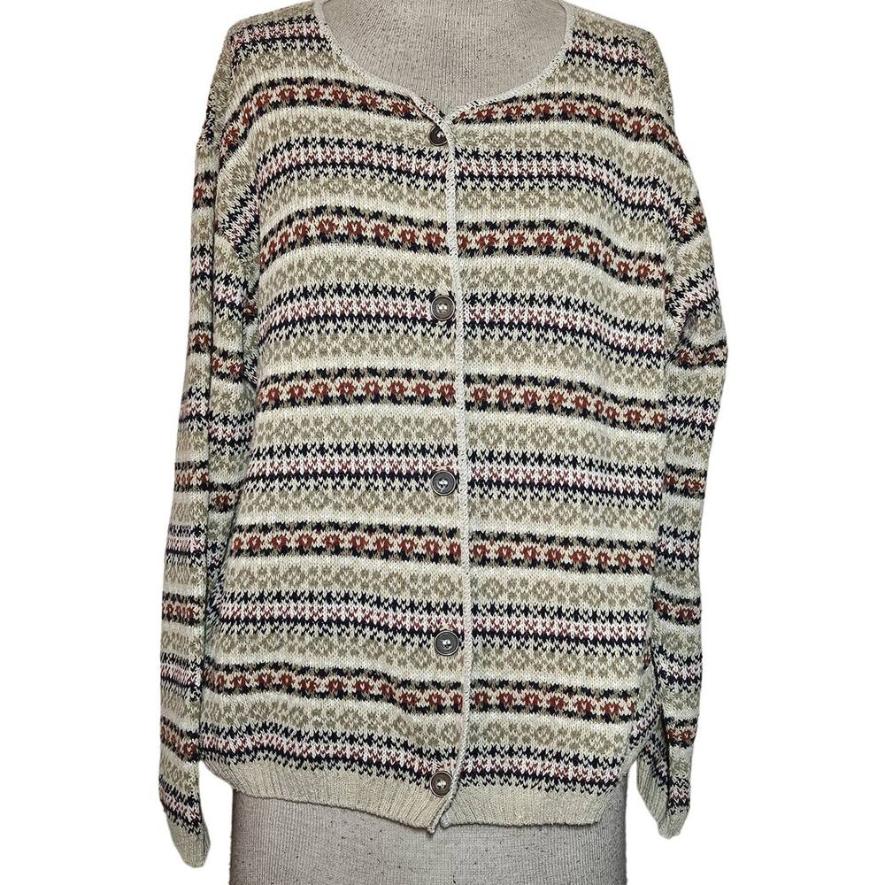 Binghamton Knitting Co Made in the USA Striped Button Up Sweater Size Medium